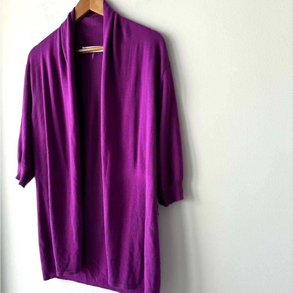 Trina Turk Purple Open Front Shawl Collar Cardigan Sweater 
Size Large - Picture 3 of 8